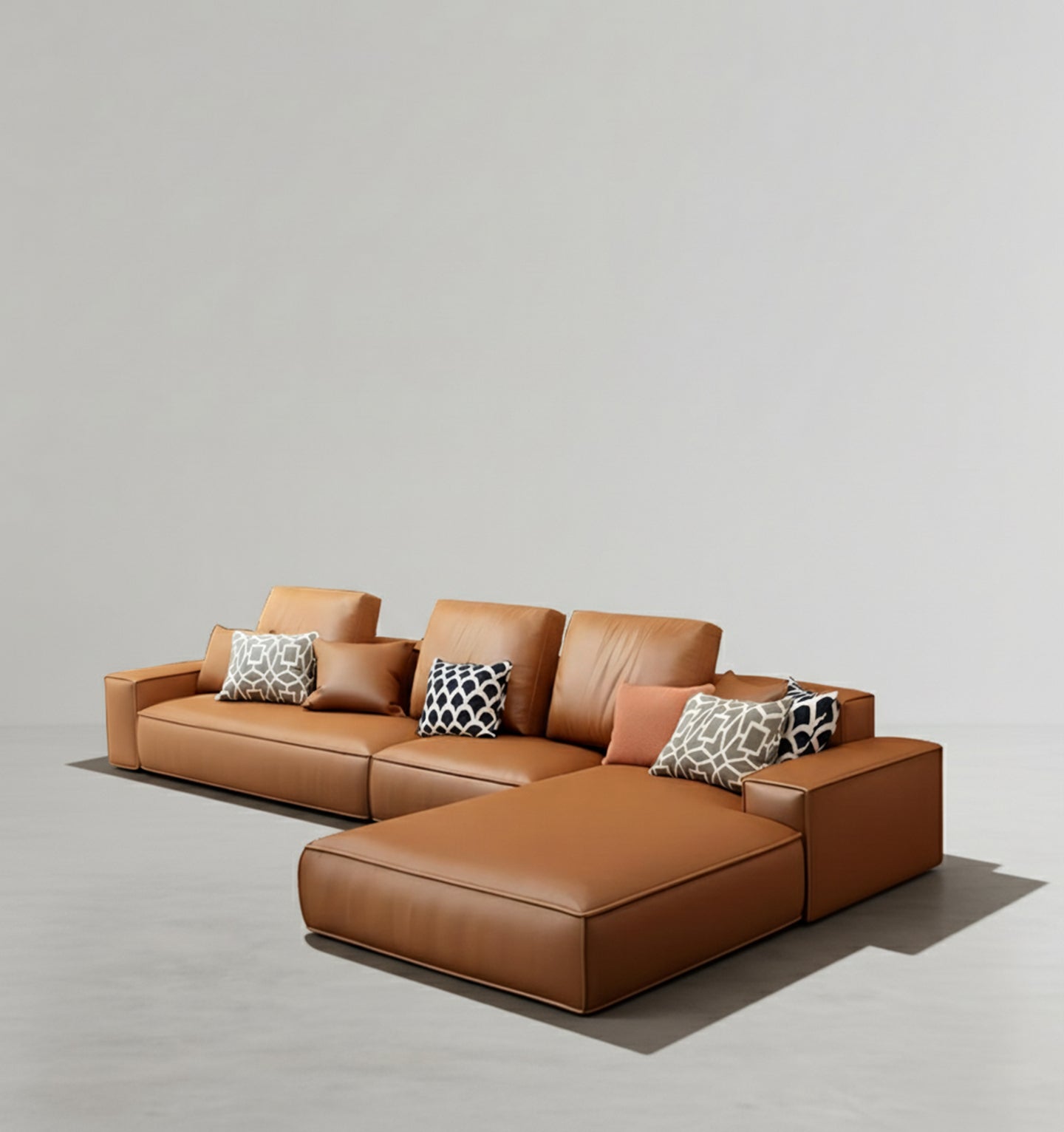 Nevaeh Three Seater Corner Sofa, Leathaire - modular corner sofa