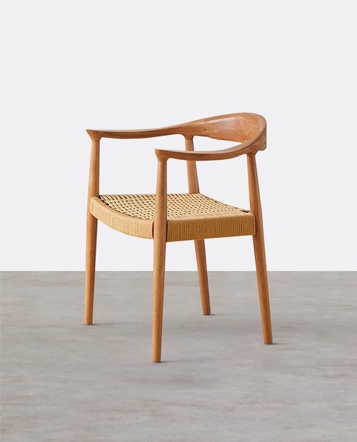 Abiram Rattan Dining Chair, Solid Wood-Weilai Concept