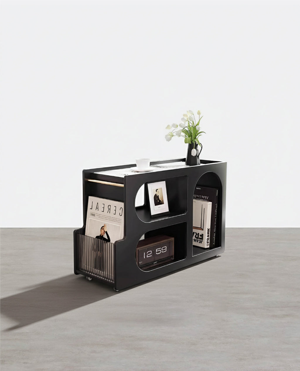 Thaddeus Trolley Style Side Table, Wood-Weilai Concept