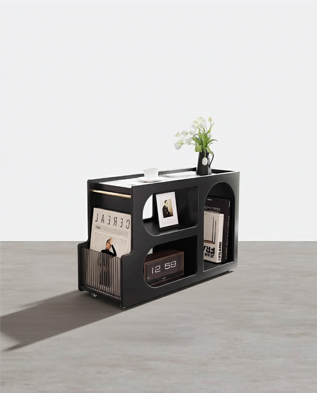 Thaddeus Trolley Style Side Table, Wood-Weilai Concept