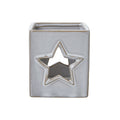 White Ceramic Star Cut-Out Square Tealight Holder