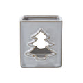 White Ceramic Tree Cut-Out Square Tealight Holder