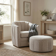 Lily Swivel Chair In Oatmeal Twill