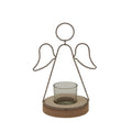 Rustic  Outline Angel Tealight On Stand With Glass Votive
