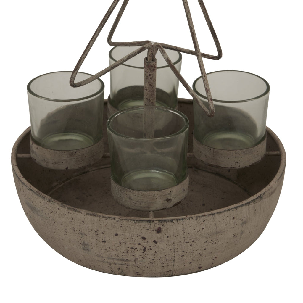 Rustic Outline Tree And Star With Four Glass Votives