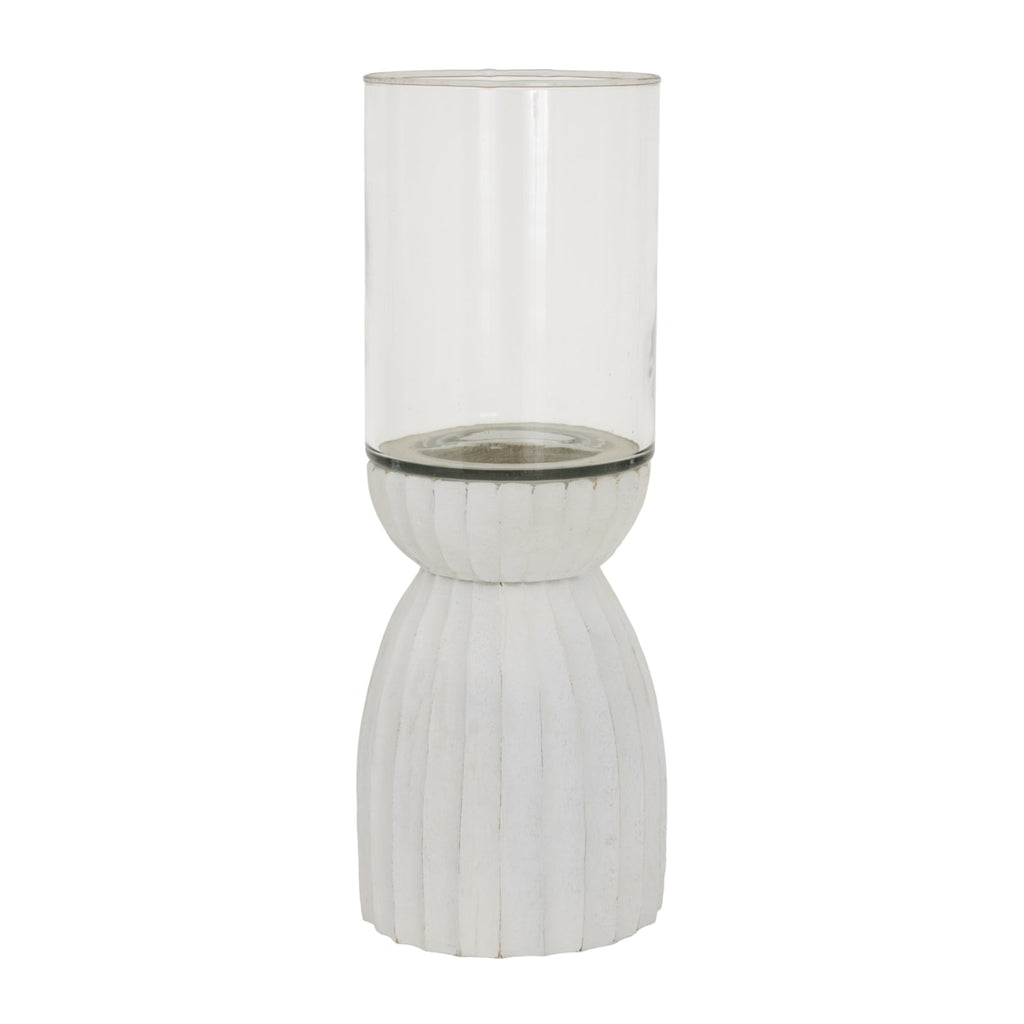 Large White Carved Hurricane Lantern