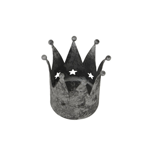 Antique Silver Crown Tealight Holder