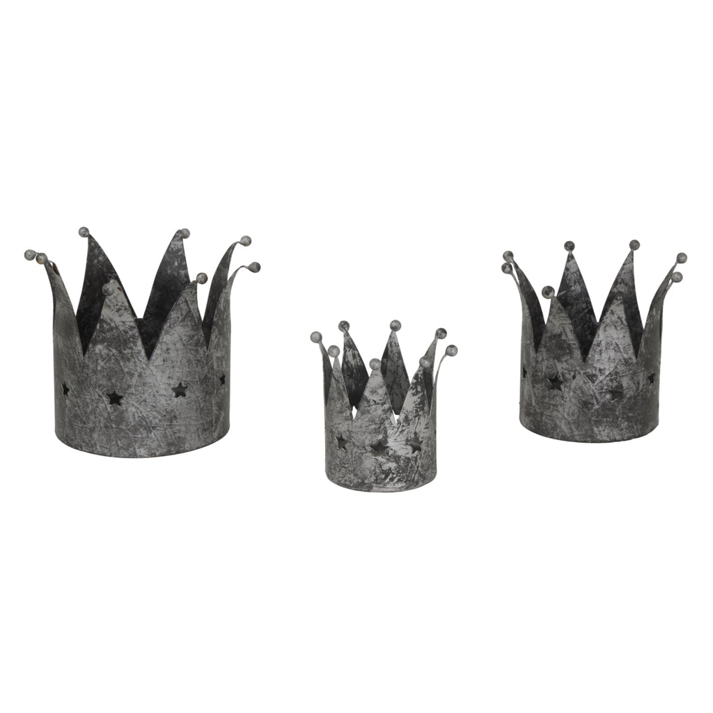Antique Silver Crown Tealight Holder