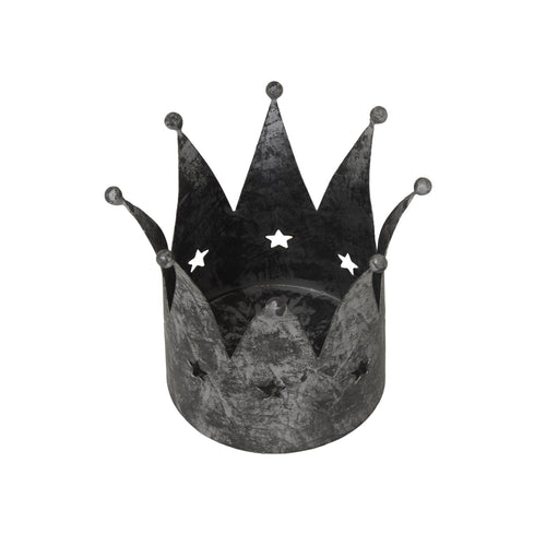 Antique Silver Crown Candle Holder