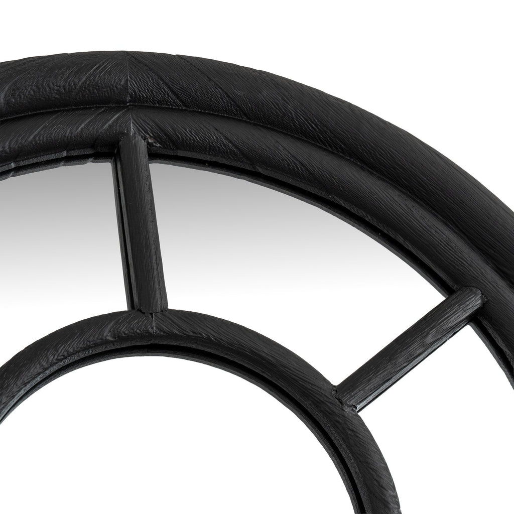 Black Wood Tall Arched Window Mirror