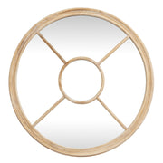 Washed Wood Round Window Mirror
