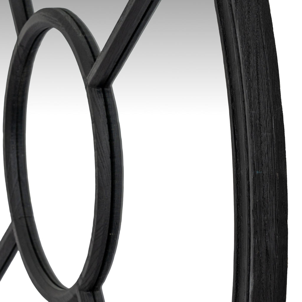 Black Wood Round Window Mirror