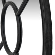Black Wood Round Window Mirror