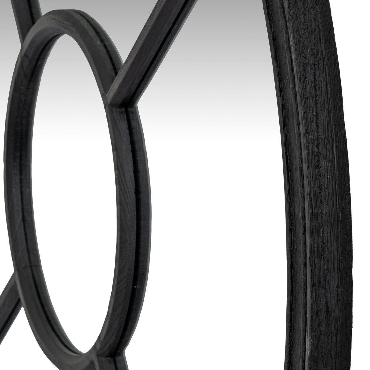 Black Wood Round Window Mirror
