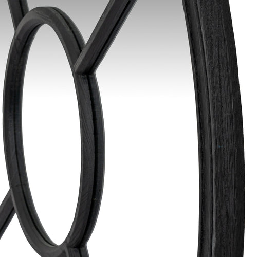 Black Wood Round Window Mirror