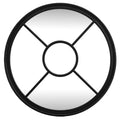Black Wood Round Window Mirror
