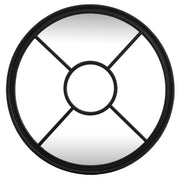 Black Wood Round Window Mirror