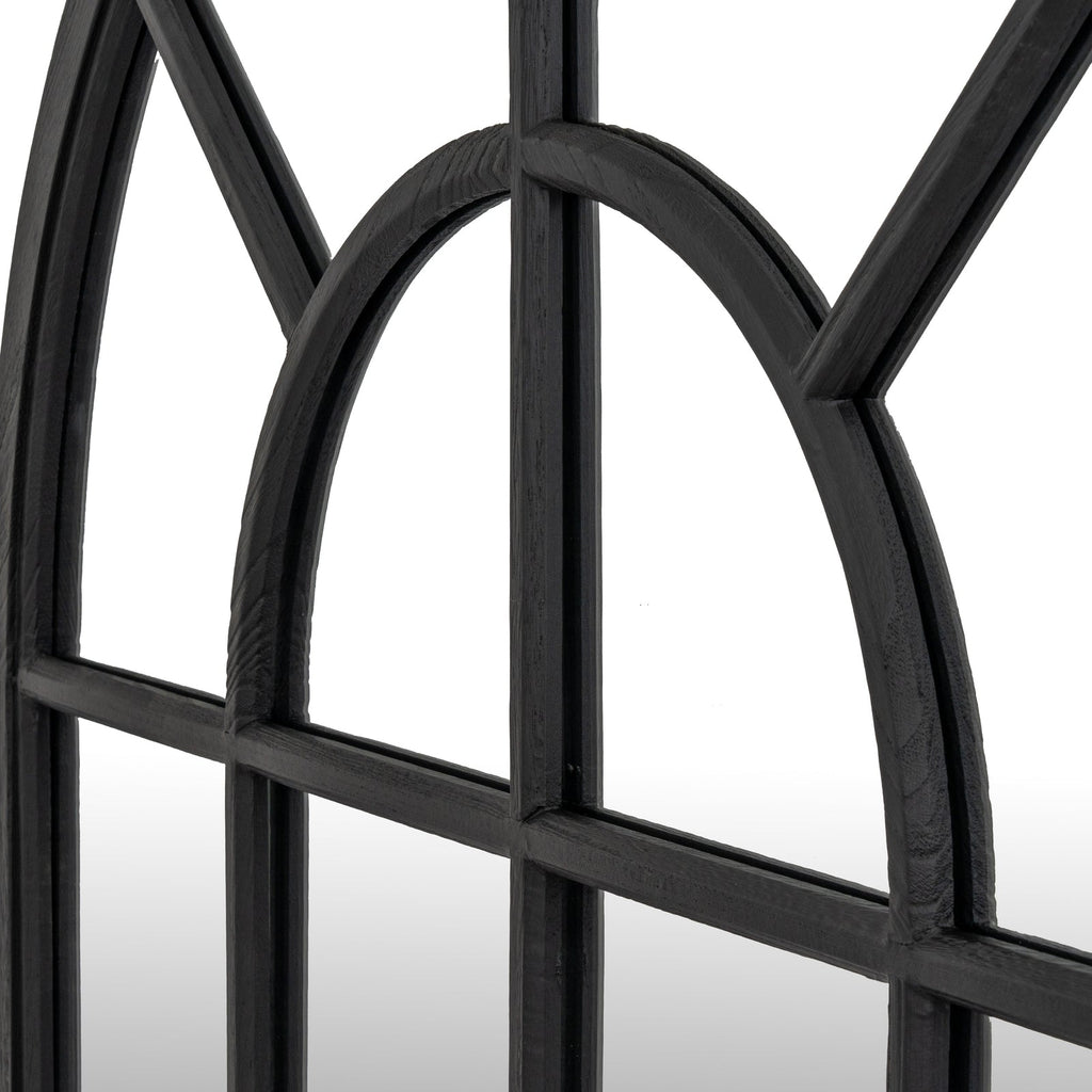 Black Wood Arched Window Mirror