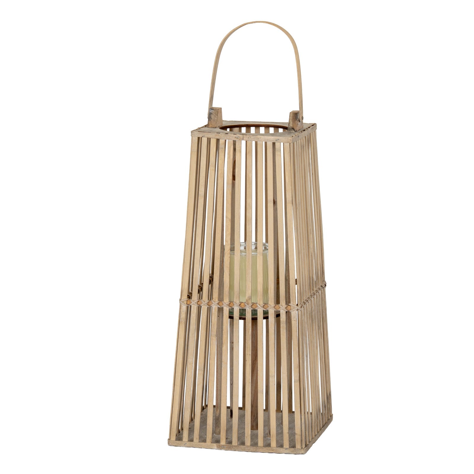 Small Silo Wicker Lantern With Glass Holder