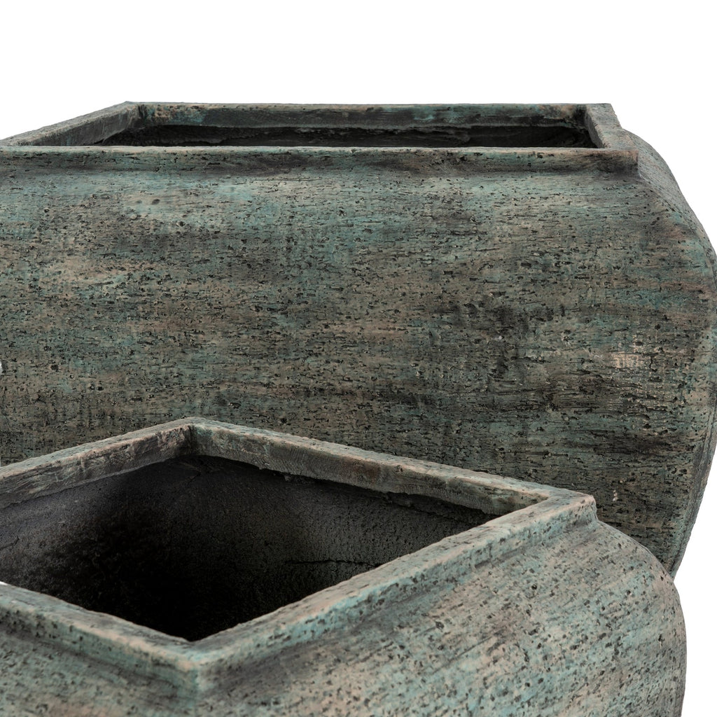 Verdan Square Drum Set Of 2 Planters