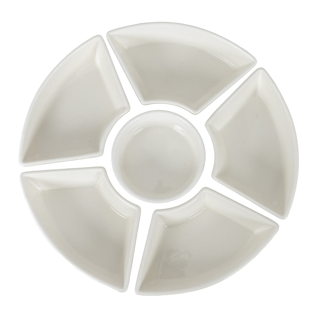 Acacia Lazy Susan including Ceramic Serving Bowls