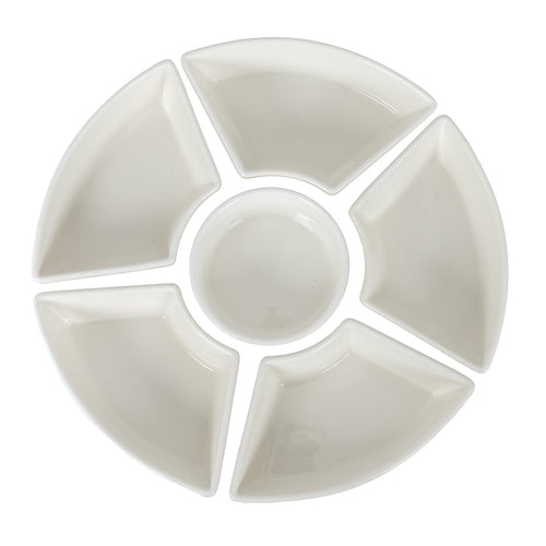 Acacia Lazy Susan including Ceramic Serving Bowls