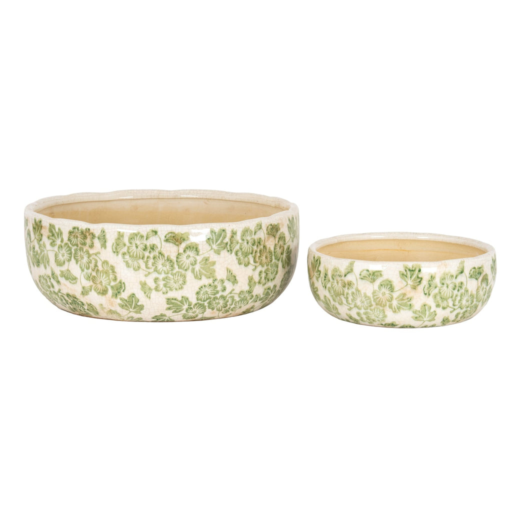 Small Green Clover Ceramic Bowl Pot