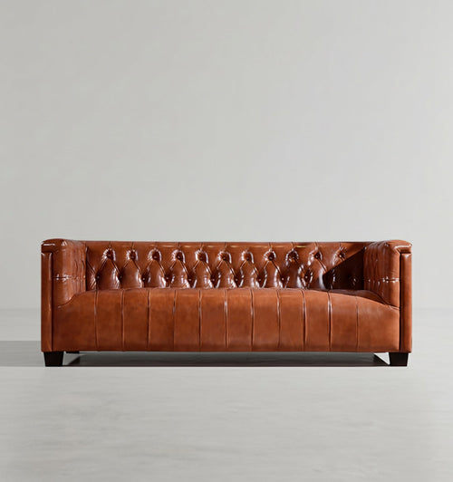Aviator Three Seater Sofa, Real Leather And Aluminium-Weilai Concept