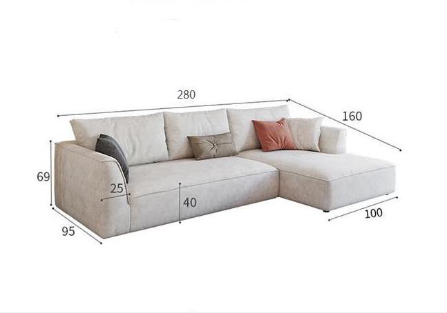 Dexter Two Seater Corner Sofa, Leathaire with gray velvet corner sofa