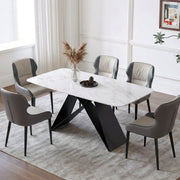 Amsterdam Dining Table, Marble, side view of dining room with oval table