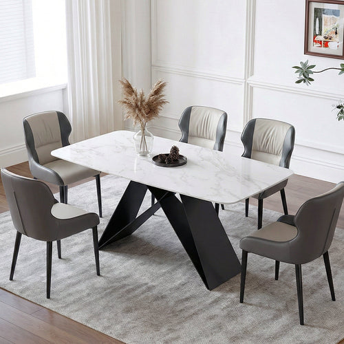 Amsterdam Dining Table, Marble, side view of dining room with oval table