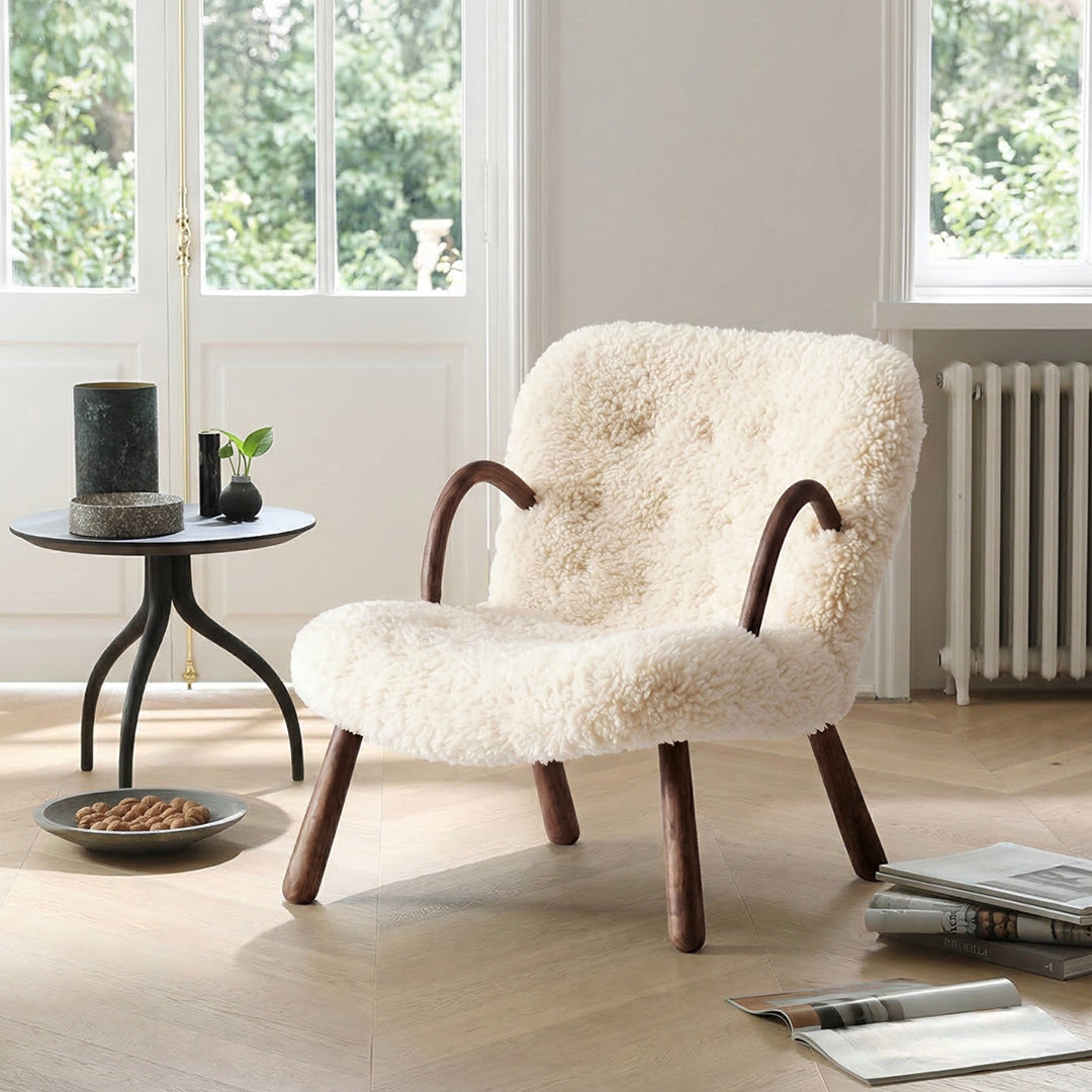 Philip Arc Armchair And Ottoman, Boucle