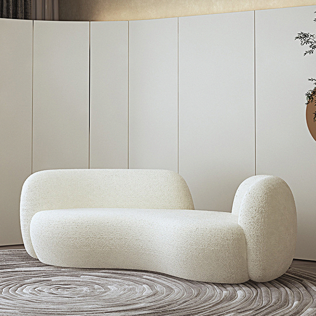 Elara Modern Curved Two Seater, Three Seater Sofa, Boucle with curved large sofa
