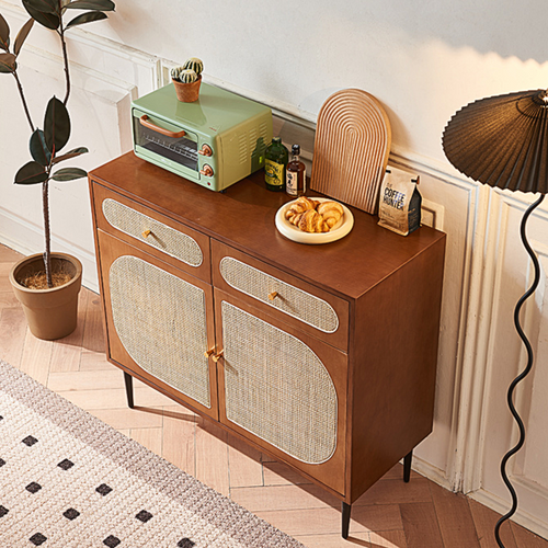 Berlinda Rattan Sideboard, side view of large sideboard for living room