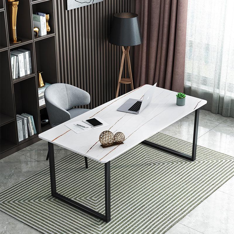 Casson Office Desk, Sintered Stone, side view of office desk dividers
