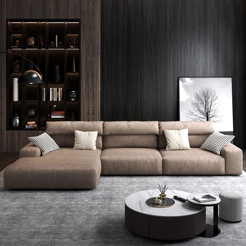 Montgomery Three Seater / Four Seater Corner Sofa, Leathaire in a lifestyle setting with velvet corner sofas