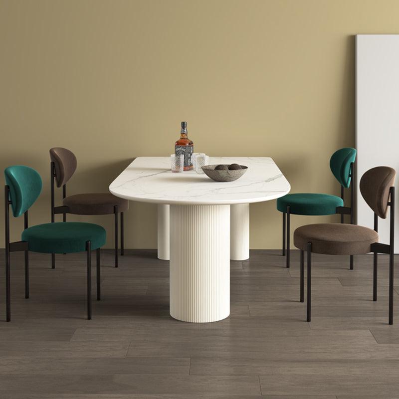 La Plainville Dining Table, White with marble table top dining