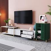 Adelaide TV Stand, White in a lifestyle setting with sideboard long