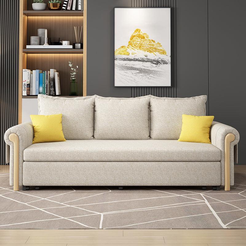 Braylene Two Seater Sofa Bed, Linen, side view of sofa bed l shape