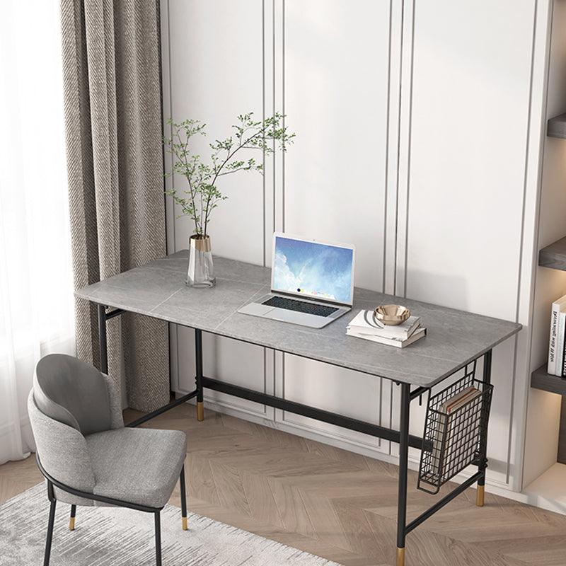 Detail view of Bleeker Office Desk, Sintered Stone with lighting for office desk