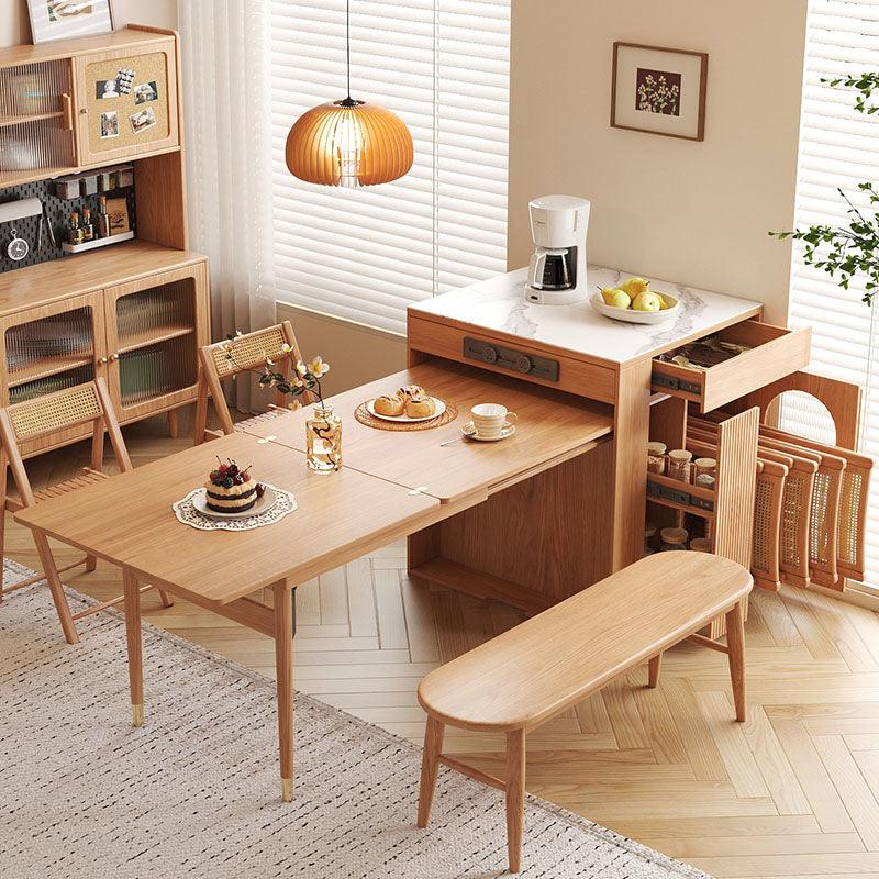 Kacey Extendable Dining Table Set, Storage, Solid Wood with wooden dining tables