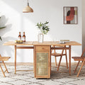 Detail view of Nydia Foldable Dining Table Set With Storage, Rattan, Solid Wood with scandi dining table