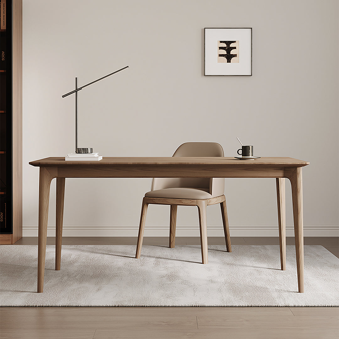 Mei Office Desk, Solid Wood, Ash Wood, side view of office desk chair lumbar support