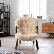 Classic Clam Armchair & Footstool, Boucle