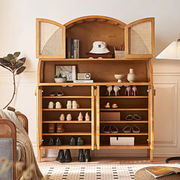 Eisha Rattan Shoe Storage, Cupboard, Solid Wood, side view of sideboard on