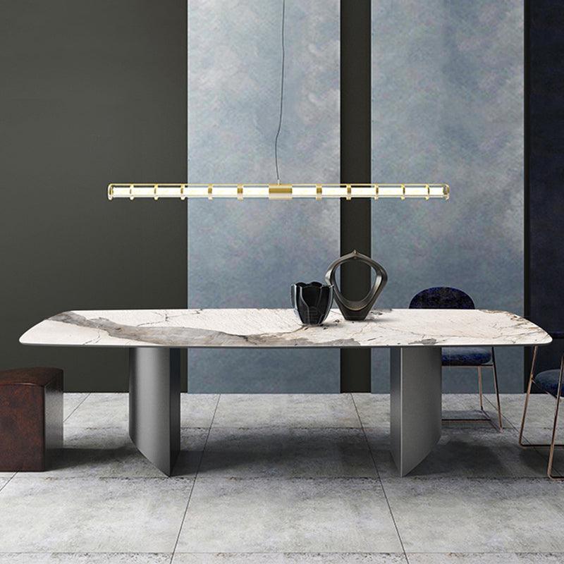Nala Dining Table With Black Legs, Sintered Stone in a lifestyle setting with scandinavian dining table