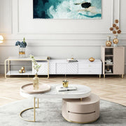 Detail view of Adelaide TV Stand, White with sideboard for hallway