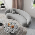 Romelia Three Seater Curved Sofa, Velvet, side view of curved leather sofa couch