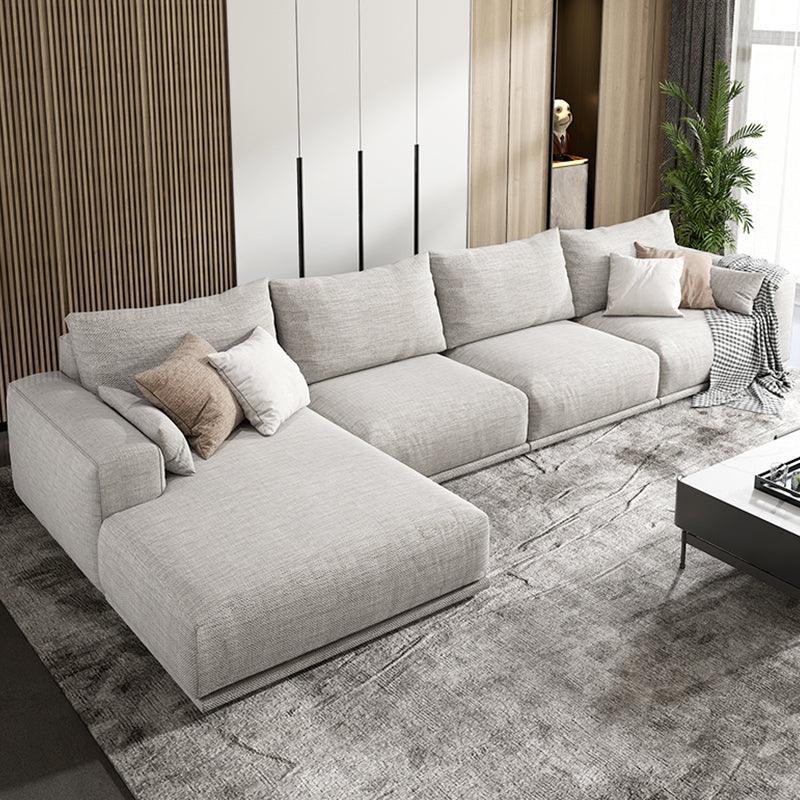 Frances Two Seater Sofa, Cotton Linen with large grey corner sofa