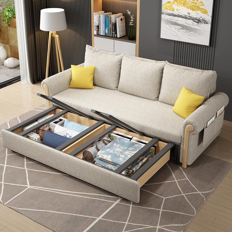 Detail view of Braylene Two Seater Sofa Bed, Linen with sofa bed sofa